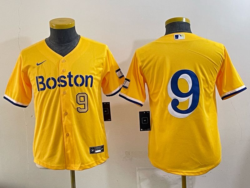 Youth 2025 Boston Red Sox #9 No Name Yellow Nike MLB Jersey 04